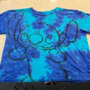 Blue tie-dye Stitch Disney cropped tee